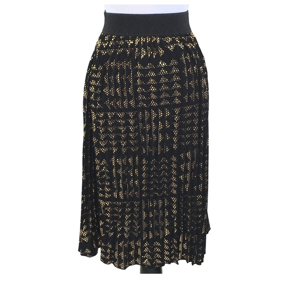 NWT Lularoe Jill Black and Gold Pleated Skirt. Elegant Collection Size Medium - Picture 1 of 8